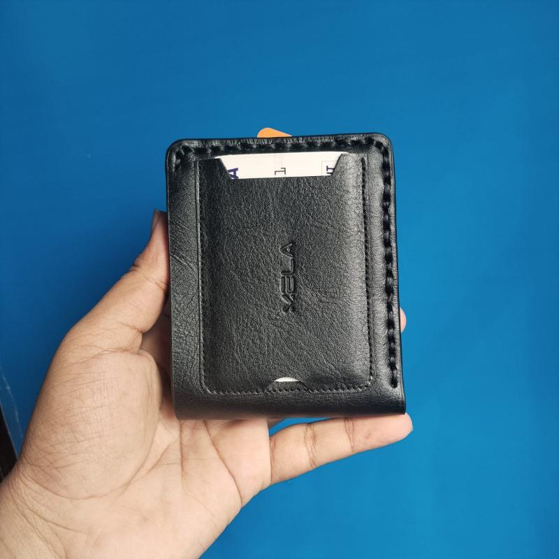 MELA Pure Leather Minimalist Wallet – Sleek Black